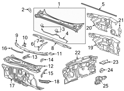 2019 Chevrolet Malibu Cowl Plenum Panel Side Extension Diagram for 23370891