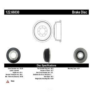 Centric Premium Rear Brake Drum for Chevrolet Express - 122.66030