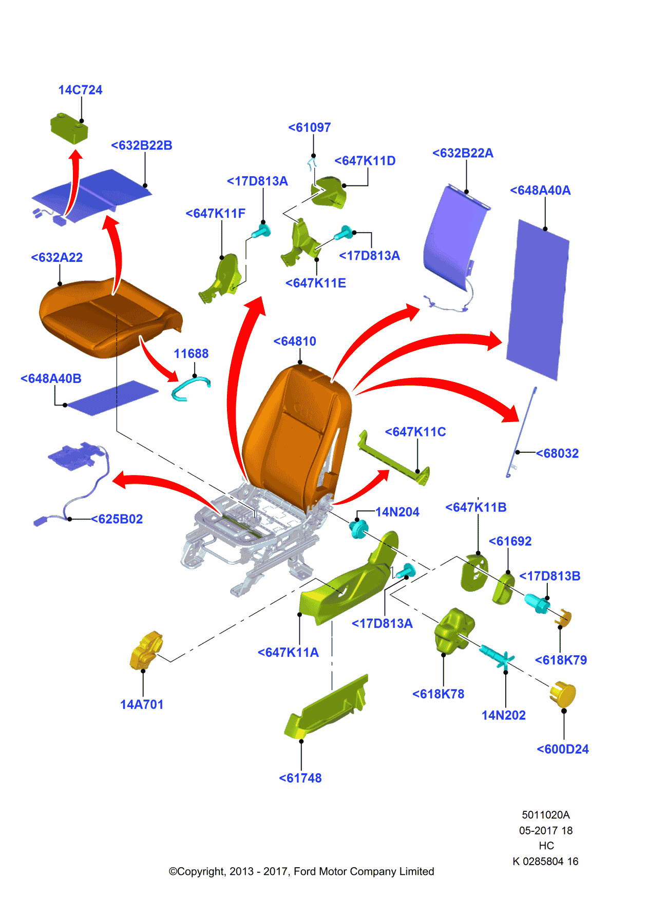 Ford DT1Z-9961097-A Spring - Seatback Adj.Handle Return