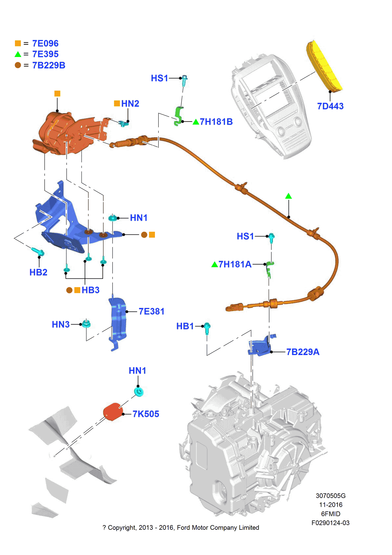 Ford EJ7Z-7E381-A Clip - Control Cable