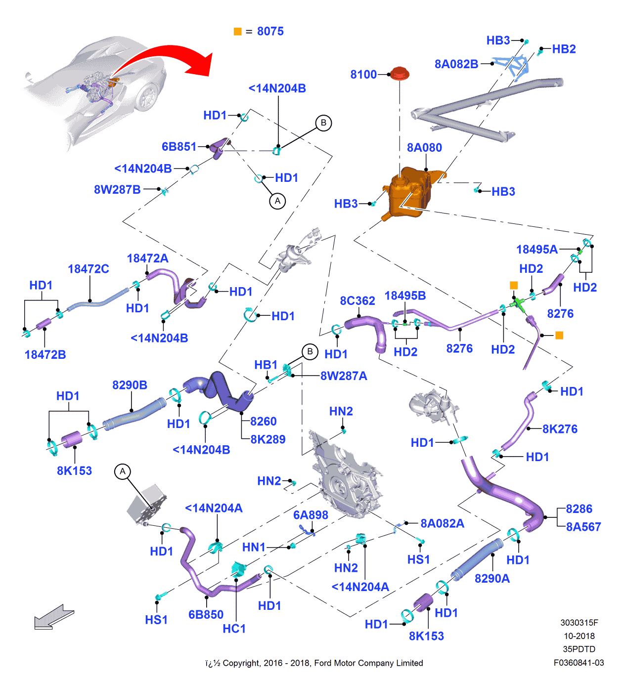 Ford HG7Z-18472-C Hose - Heater Water