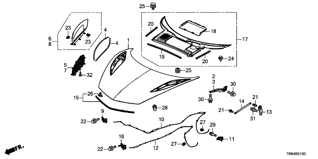 Acura 74135-T6N-A00ZA Lever, Hood Wire (Deep Black)