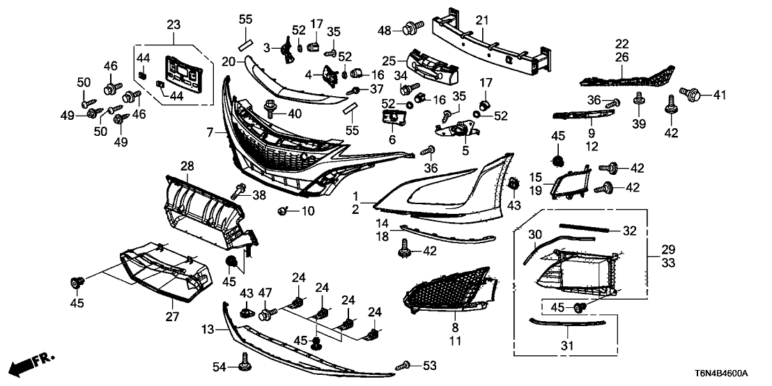 Acura 71122-T6N-A50 Seal, Front Bumper Garnish (Upper)