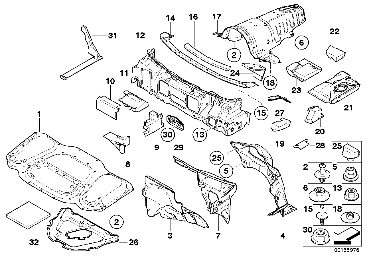 BMW 51-48-8-243-133 Sound Insulating., Front Left Of Bulkhead