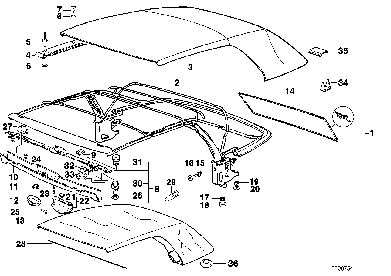 BMW 54-34-8-215-986 Folding-Top Frame