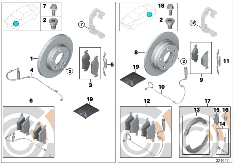 BMW 34-21-2-339-279 Set, Brake Pads, With Brake-Pad Sensor