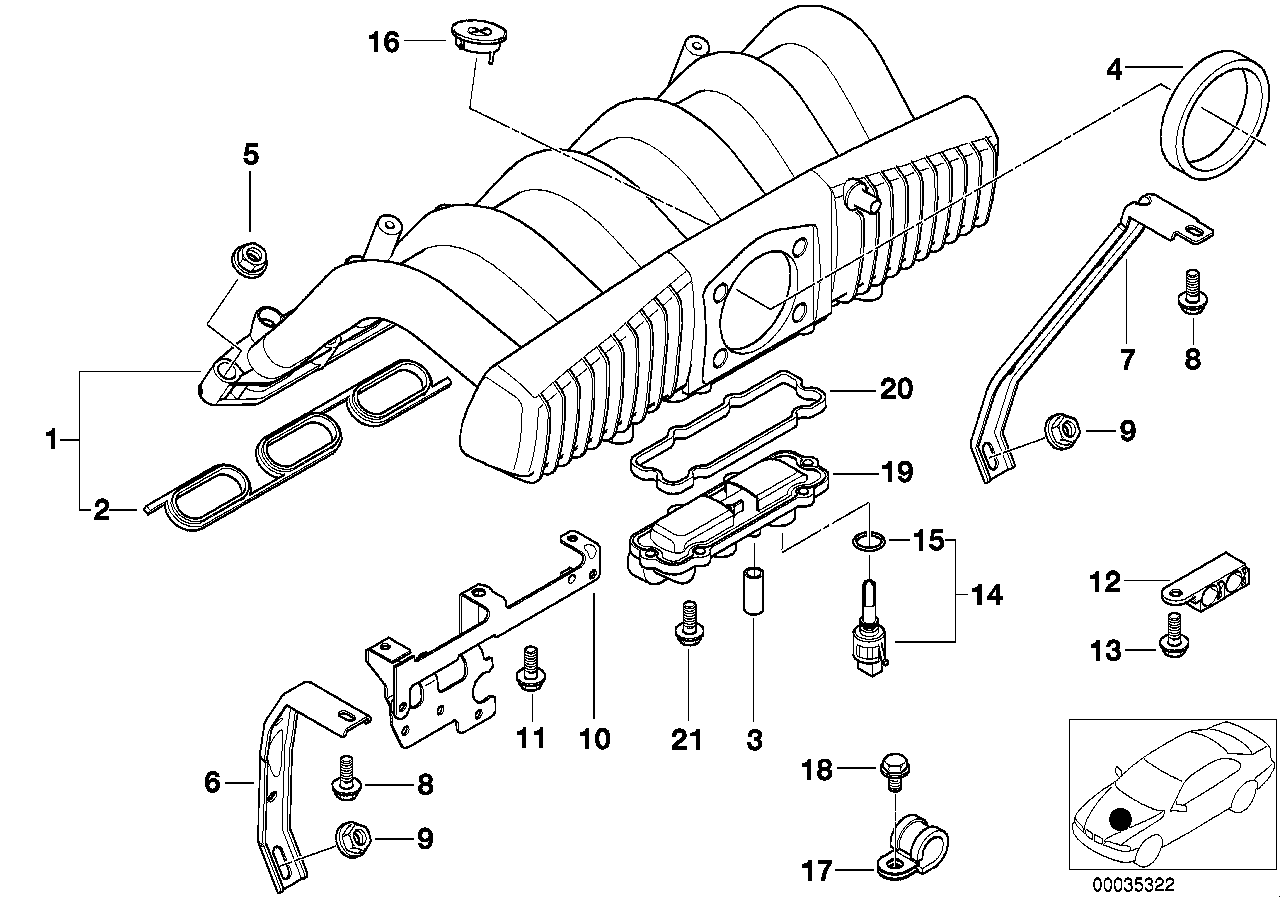 BMW 11-61-1-427-354 Rear Intake Manifold Support