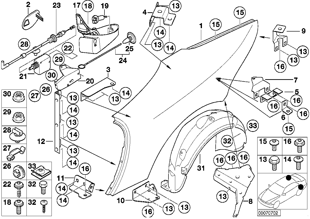 BMW 41-35-7-011-639 Bracket, Rear Window Frame, Side Panel Left