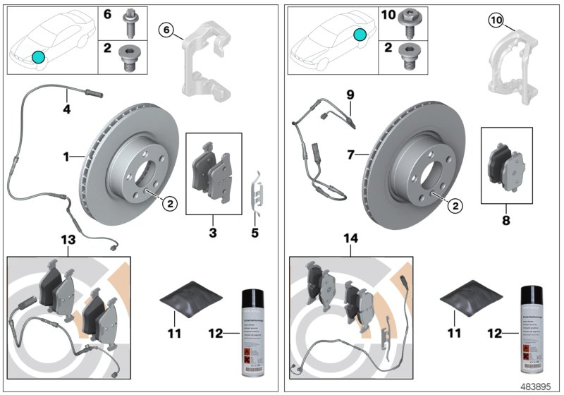 BMW 34-11-2-449-265 Set, Brake Pads, With Brake-Pad Sensor