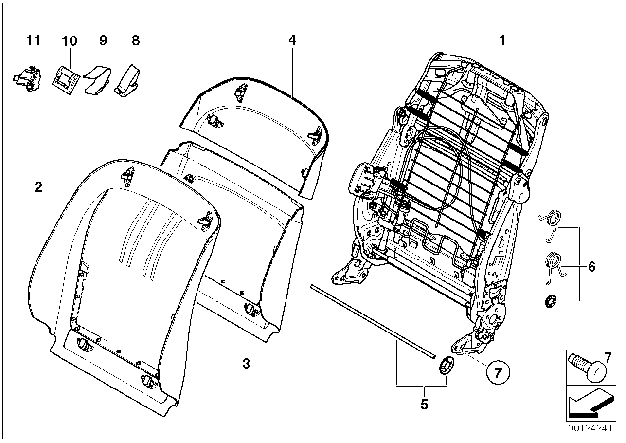 BMW 52-10-7-156-991 Backrest Frame, Semi-Electric