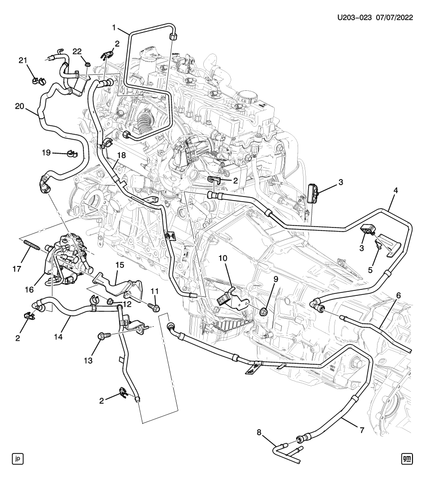 GM 22911204 Bracket, Fuel Feed & Return Pipe Clip & Evap Emission Pipe
