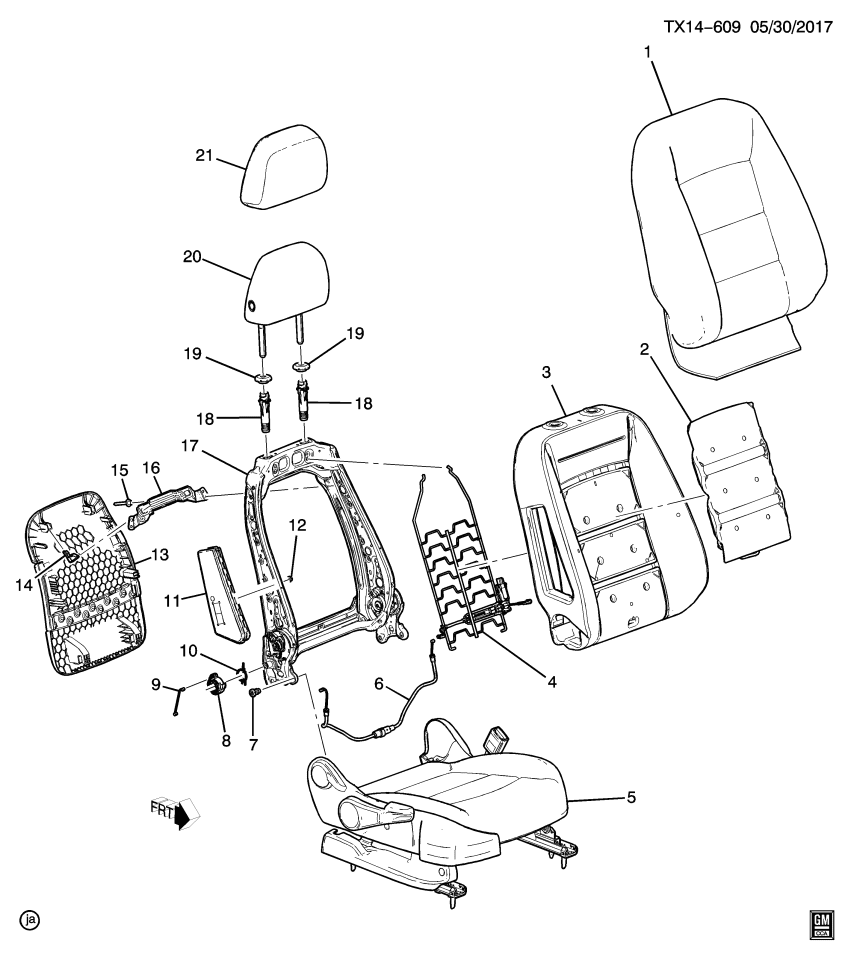 GM 13521580 Seat Back Frame Spring