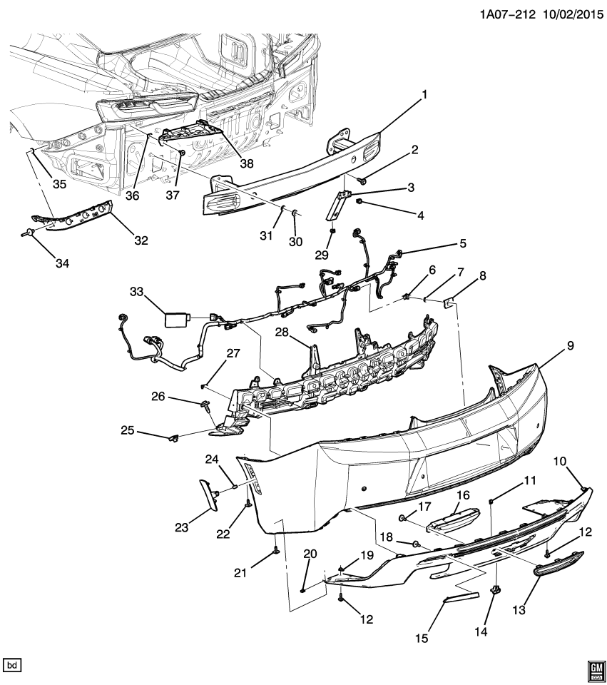 GM 23404782 Rear Bumper Cover Lower *Black