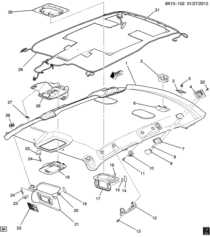 GM 20934586 Panel Asm-Headlining Trim *Light Ttnum