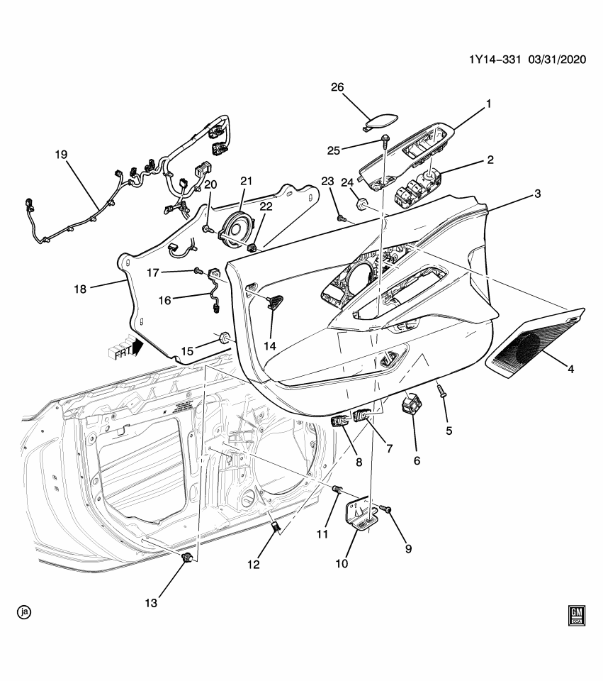 GM 84619120 SWITCH ASM-R/CMPT LID REL *JET BLACK