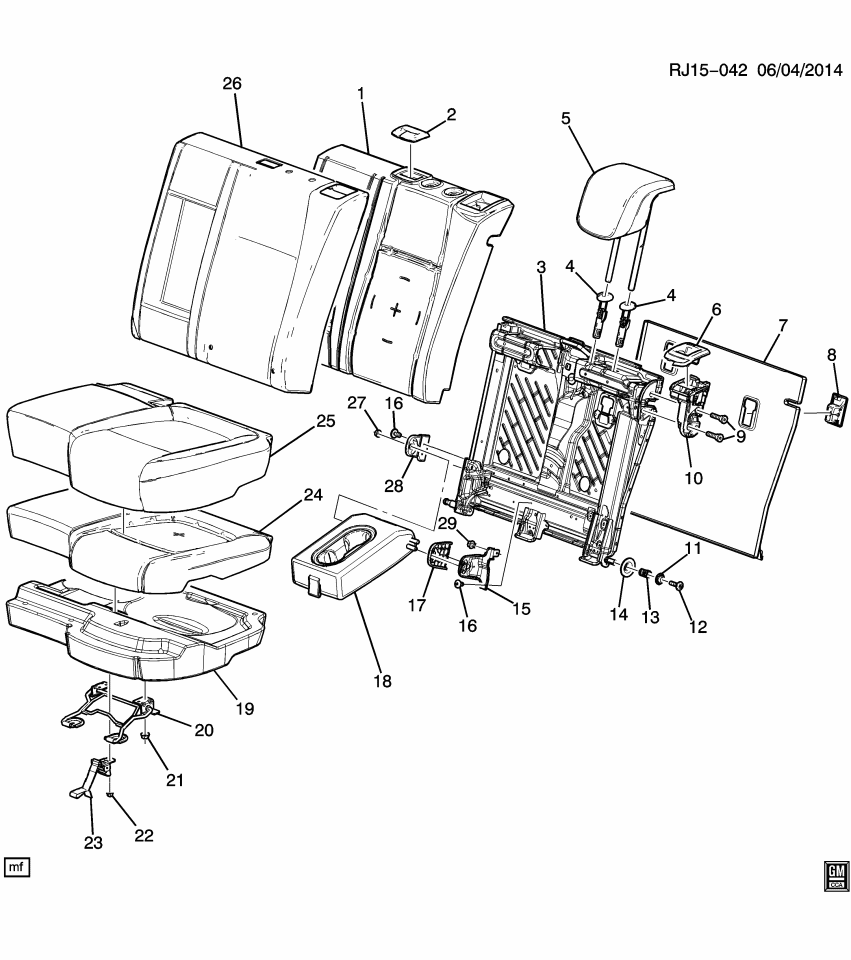 GM 42387011 Cover Asm-Rear Seat Back *Jet Black