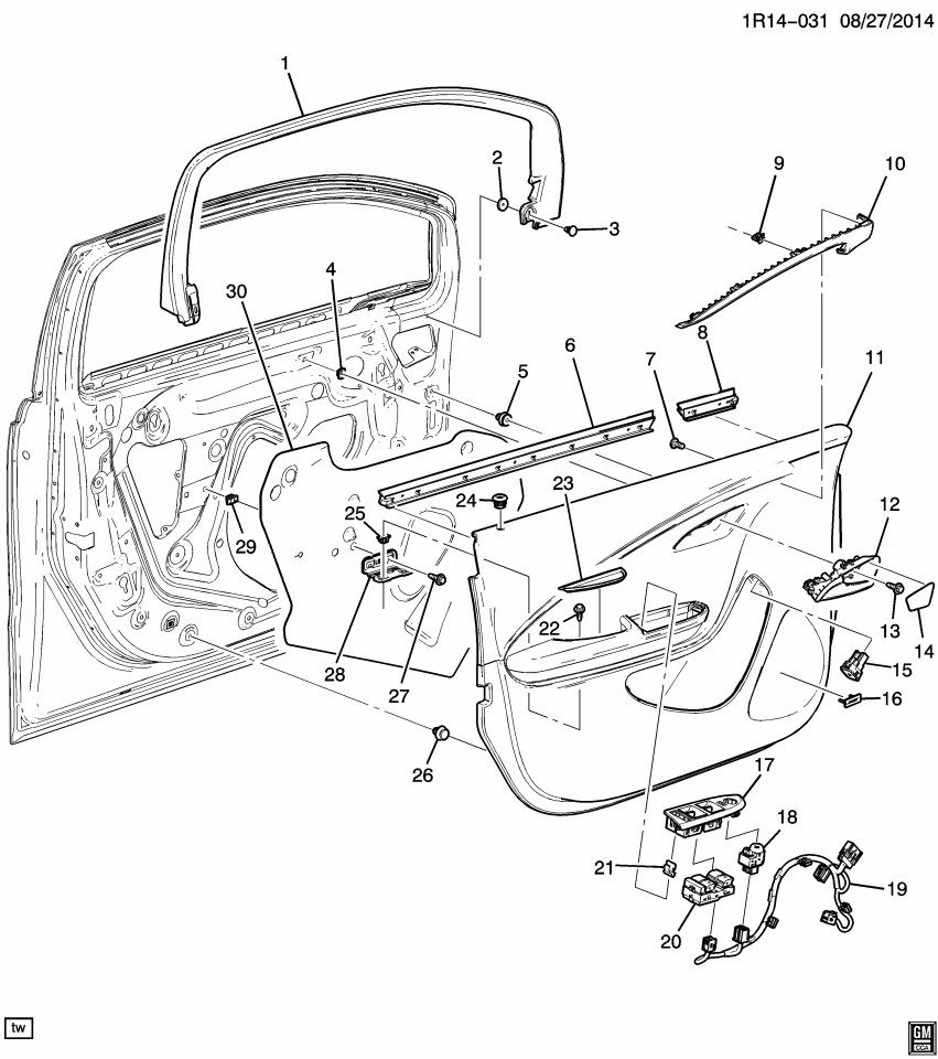 GM 22970673 Applique Asm-Front Side Door Trim Panel *Argent G
