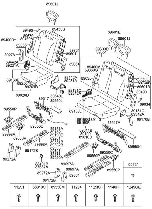 Hyundai 89210-4D121-CS Frame Assembly-Rear Seat Cushion, RH