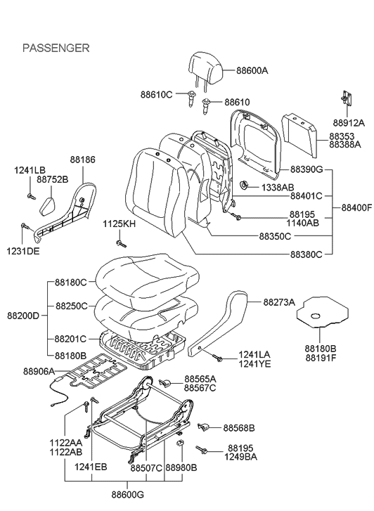 Hyundai 88920-2D000 STPS Assembly Front Seat-RH