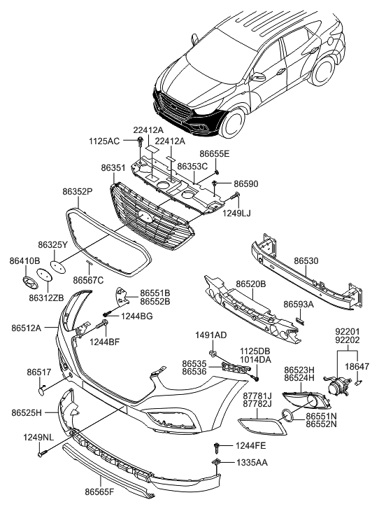 Hyundai 86581-2S300 Moulding Assembly-Front Bumper, LH
