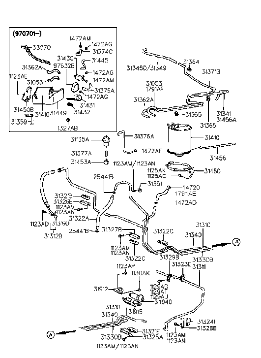 Hyundai 31349-34000 Hose-Canister To Solenoid Valve