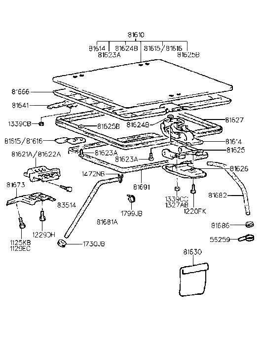 Hyundai 81641-22000 Deflector Assembly-Sunroof