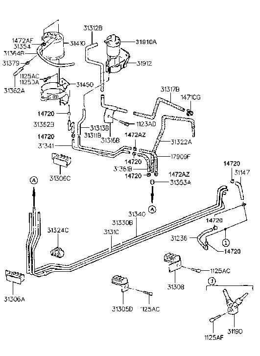 Hyundai 31311-24100 Tube-Fuel Feed, Front
