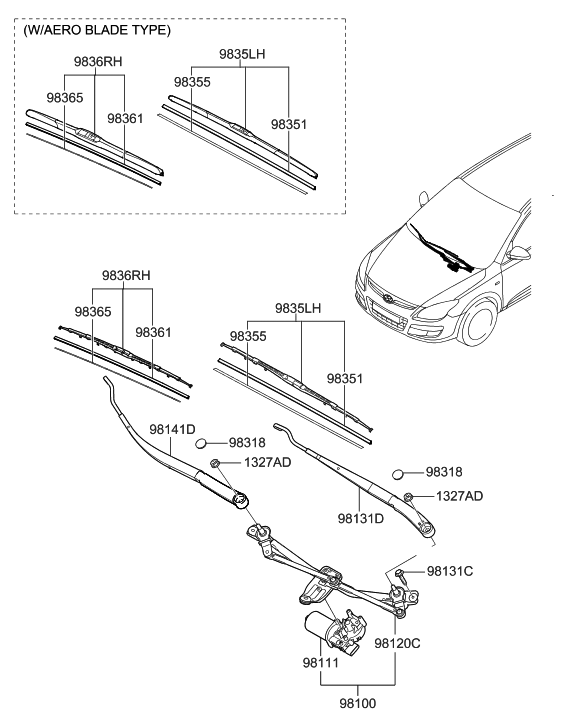 Hyundai 98365-2L000 RAIL SPRING-WIPER BLADE, PASSEN