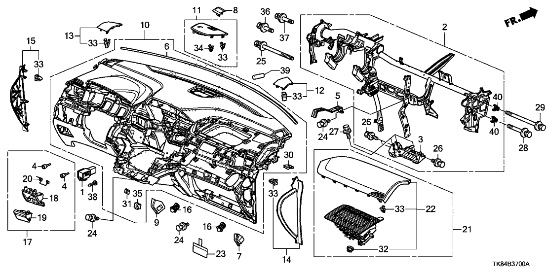 Honda 66418-TK8-A00 Stopper, Glove Box Li