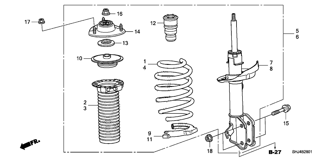 OEM Honda 51401-SHJ-L11 - Spring, Right Front