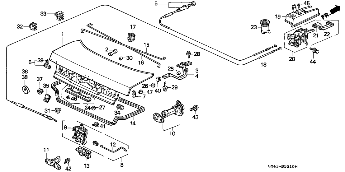 Honda 74863-SM4-G00 Rod, Trunk Lock