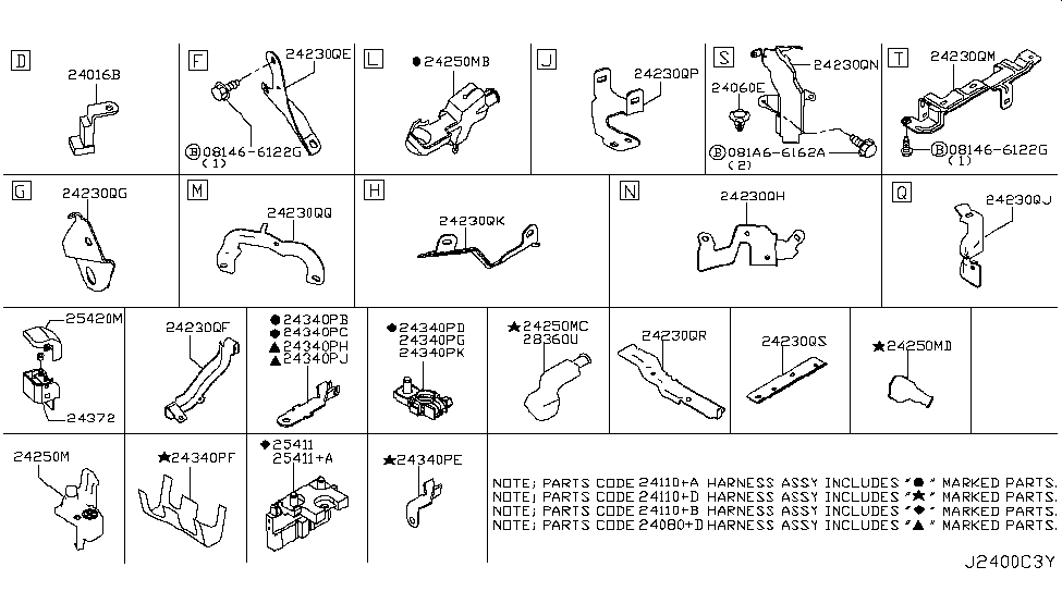 Infiniti 24230-1BY0B Bracket-Clip, Battery Cable