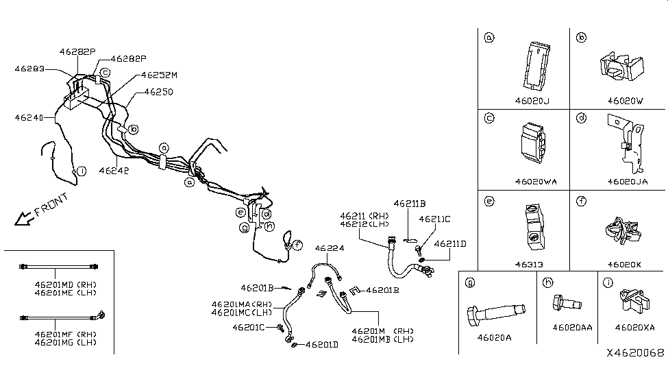 Infiniti 46282-5NA1A Tube Assy-Brake, Actuator To Rear