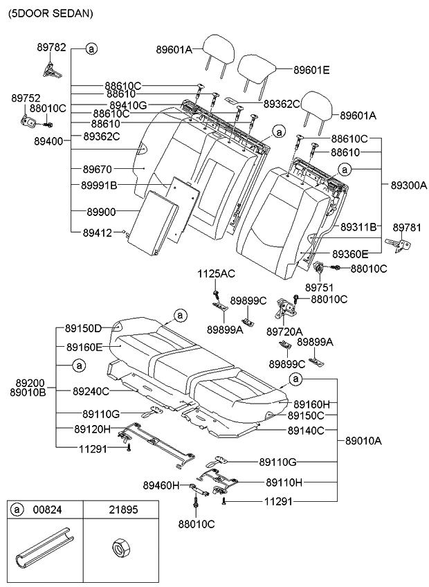 Kia 894101M980 Frame & Lock Assembly-Rear