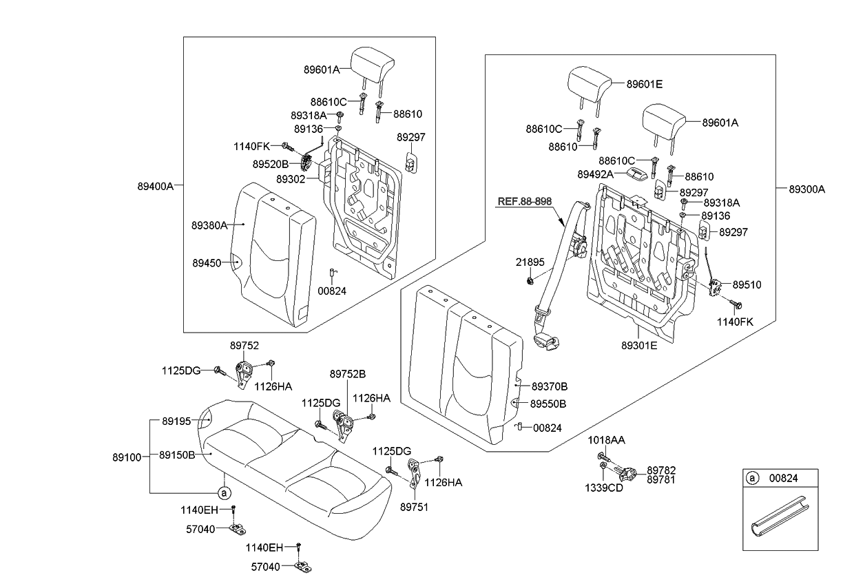 Kia 897202K000 Bracket Assembly-Rear Seat Ba