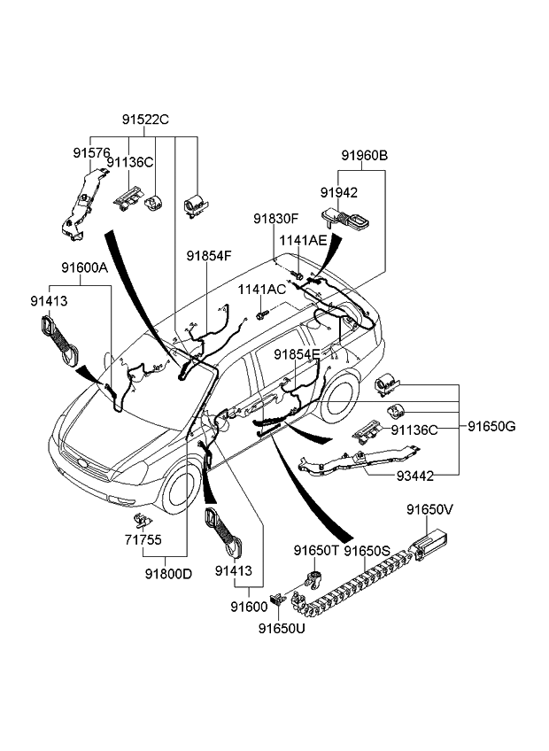 Kia 918004D060 Wiring Harness-Roof