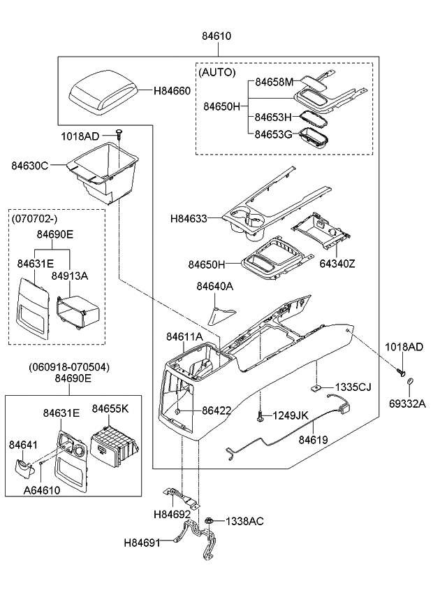 Kia 846193E520 W/H Assembly-Console