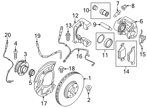 2014 BMW X5 Front Brakes Repair Kit Guide Bush Diagram for 34216869617
