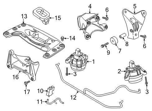 2016 BMW ActiveHybrid 5 Engine & Trans Mounting Engine Mount Bracket Left Diagram for 22116777605