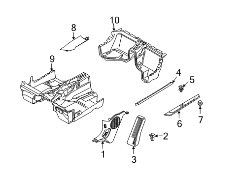 2006 BMW Z4 Interior Trim - Pillars, Rocker & Floor Cover, Column A Left Diagram for 51433427327