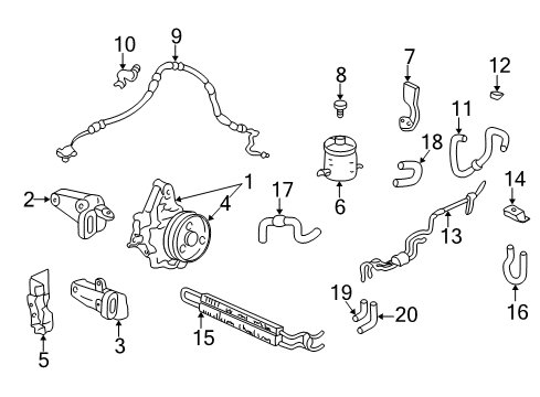 2000 Acura Integra P/S Pump & Hoses, Steering Gear & Linkage Hose, Power Steering Feed Diagram for 53713-ST7-R62