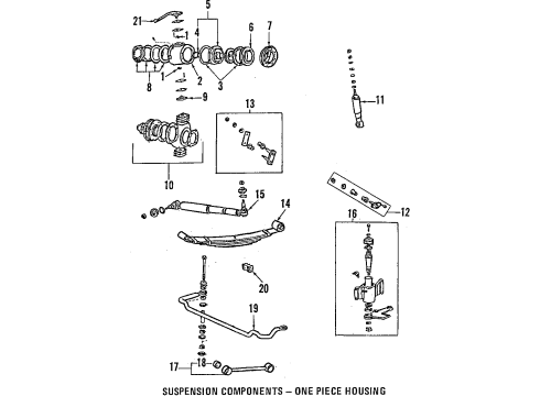 1984 Toyota Land Cruiser Front Suspension Components, Stabilizer Bar Gasket Diagram for 43435-60011