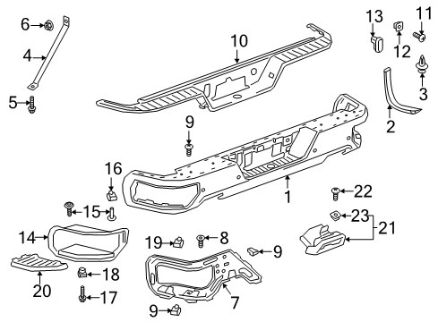 2021 GMC Sierra 1500 Bumper & Components - Rear Bumper Bracket Diagram for 85128850