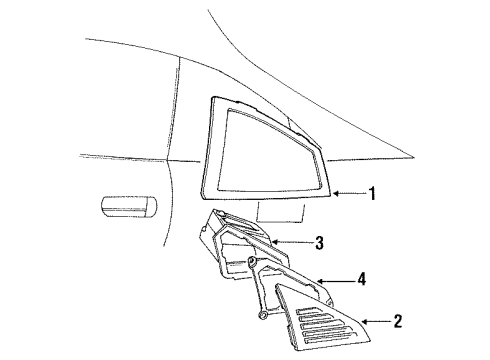 1995 Toyota MR2 Quarter Panel - Glass & Hardware LOUVER, QUATER Ventilation, RH Diagram for 62905-17020