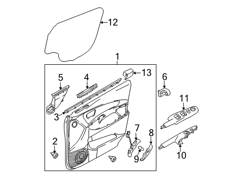 2005 Hyundai Tucson Front Door Cover Assembly-Front Door ARMREST, LH Diagram for 82350-2E000-DD