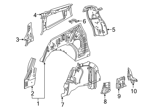 2022 Cadillac XT6 Inner Structure - Quarter Panel Baffle Diagram for 84243334