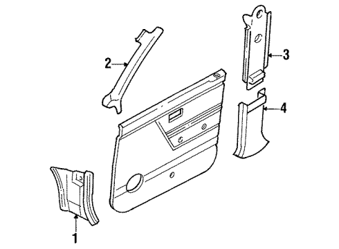 1988 Nissan Sentra Interior Trim - Pillars, Rocker & Floor GARNISH Center Pillar Lower Brown RH Diagram for 76915-50A05