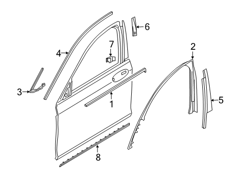 2020 BMW 740i xDrive Exterior Trim - Front Door Sealing, B-Column, Top Left Diagram for 51337450503