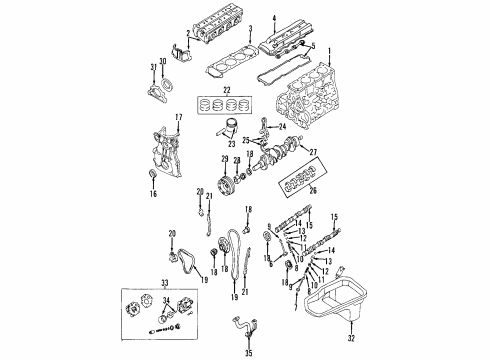 2000 Nissan Frontier Engine Parts, Mounts, Cylinder Head & Valves, Camshaft & Timing, Oil Pan, Oil Pump, Crankshaft & Bearings, Pistons, Rings & Bearings Piston W/PIN Os=1.0 Diagram for A2010-0Z874