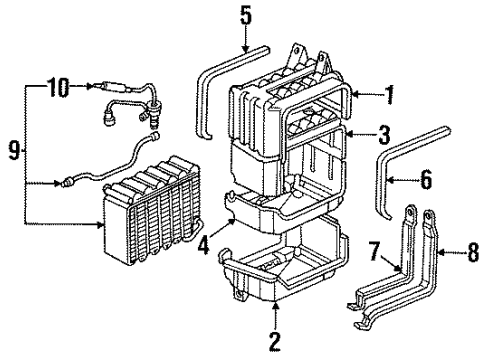 1991 Honda Accord Air Conditioner Case, Evaporator (Lower) Diagram for 80202-SM4-A02